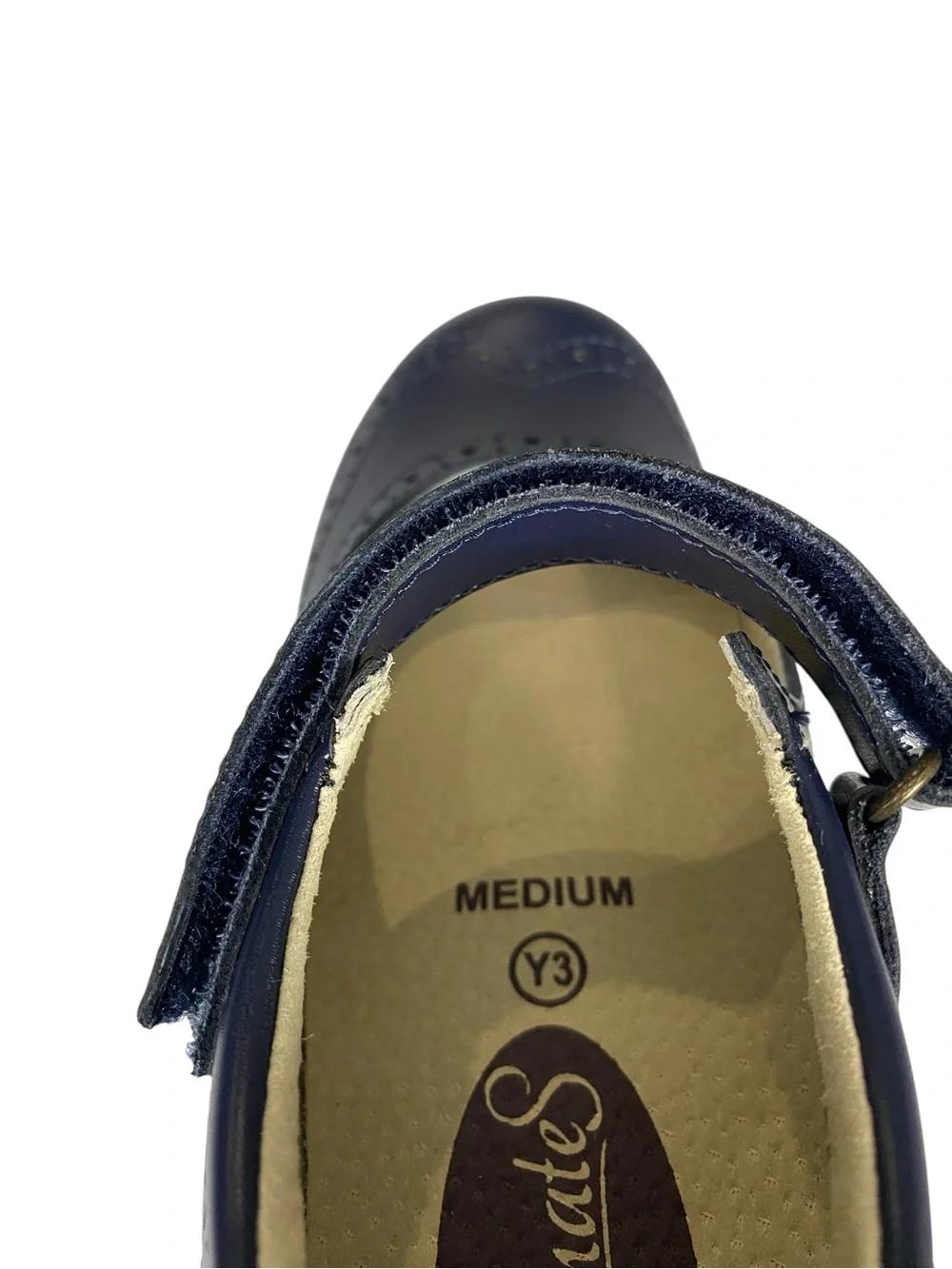 FootMates Lydia 2701 Mary Jane Girls Navy Size 3 Brogue Design Adjustable *NWOT